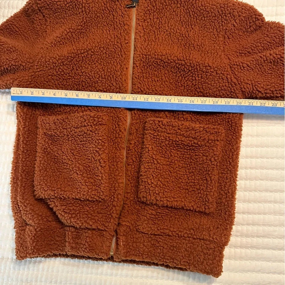 Elodie Faux Sherpa Shearling Teddy Coat Oversized Rust Size XS - Picture 3 of 10